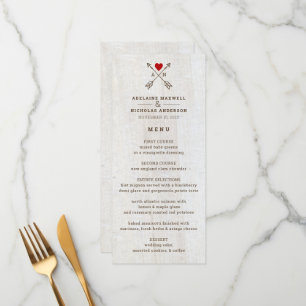 Rustic Arrows Red Heart Wedding Menu