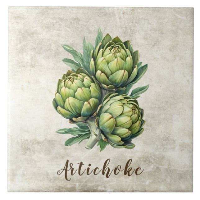 Rustic Artichoke Faux Ceramic Tile (Front)