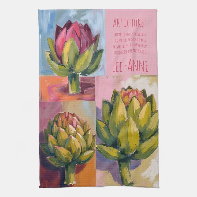 Rustic artichoke Watercolor Farmhouse Kitchen Kitchen Towel (Vertical)