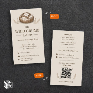 Rustic Artisan Bread Sourdough Bakery Logo Business Card