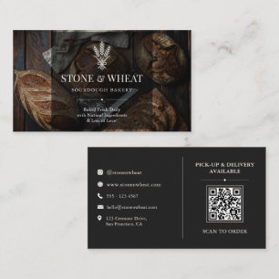 Rustic Artisan Sourdough Bakery QR Code Business Card
