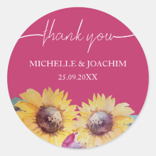 Rustic Artistic Sunflower Watercolor Art Classic Round Sticker