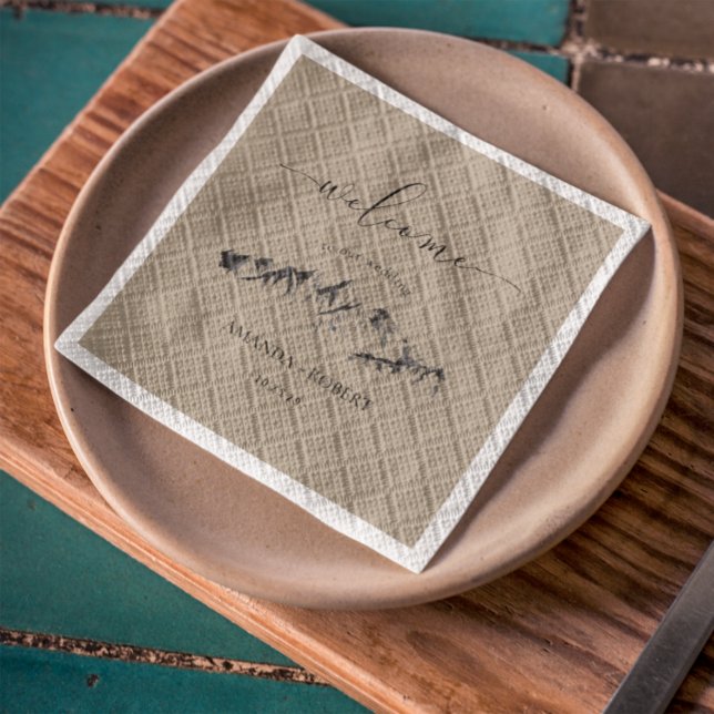 Rustic Artsy Mountain Wedding Personalized Napkin (Creator Uploaded)