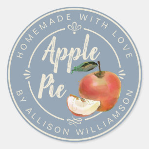 Rustic Ashley Blue Homemade Apple Pie Classic Round Sticker
