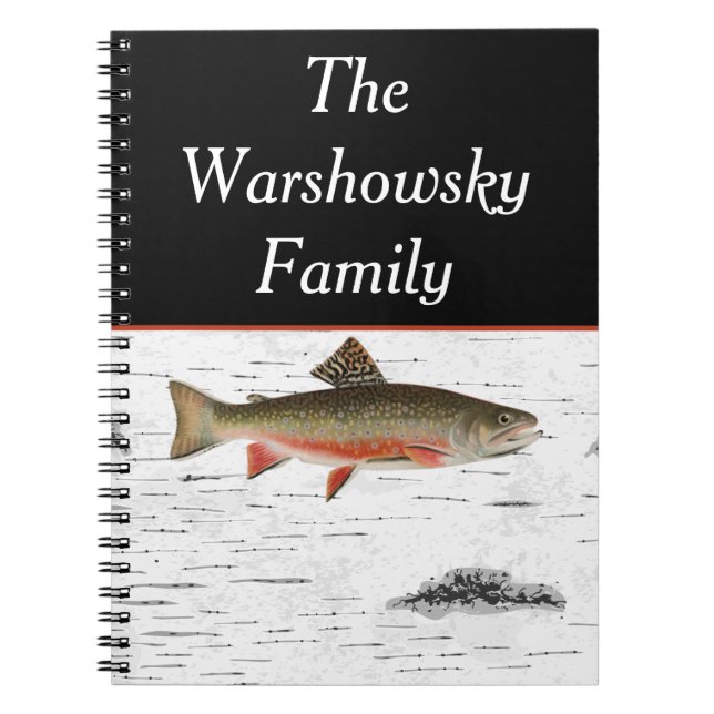  Rustic Aspen Bark Trout  Fisherman Lake House Notebook (Front)
