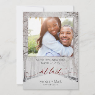 Rustic At Last Photo New Date  Save the Date Invitation
