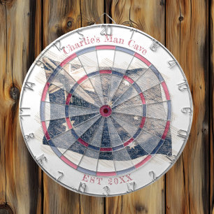 Rustic Australian Flag Custom Name Est Date Dartboard