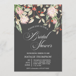 Rustic Australian Flowers Script Bridal Shower Invitation