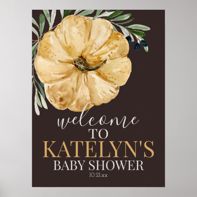 Rustic Automne Citrouille Douche Affiche de bienve (Devant)