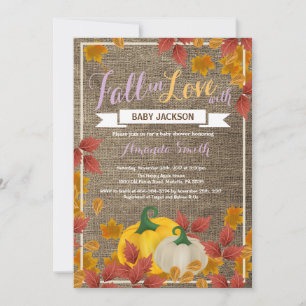 Rustic Automne Citrouille Invitation Baby shower f