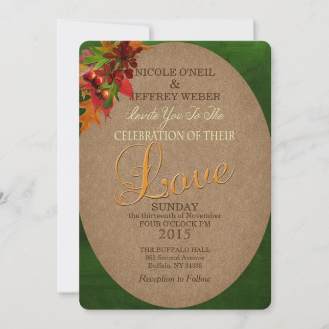 Rustic Automne Feuilles Faire-part de mariage (Devant)