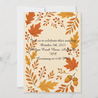 Rustic Automne Feuilles Faire-part de mariage