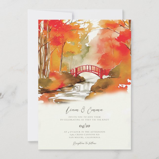 Rustic Automne Paysage Faire-part de mariage (Devant)