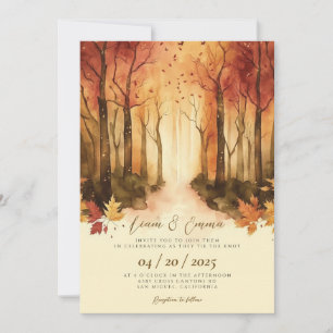 Rustic Automne Paysage Faire-part de mariage