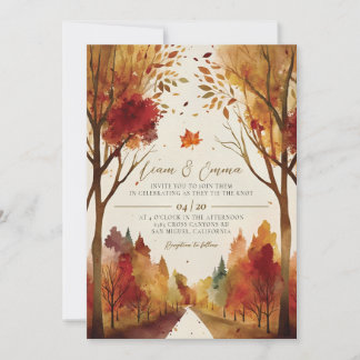 Rustic Automne Paysage Faire-part de mariage