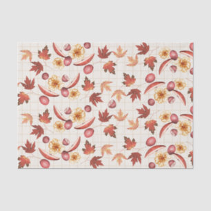 Rustic Autumn and Fall Leaves and Cranberries  Tissue Paper