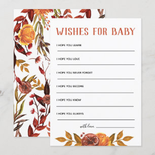 Rustic Autumn Baby Shower Wishes For Baby Invitation