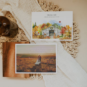 Rustic Autumn Barn Wedding Photo Thank You