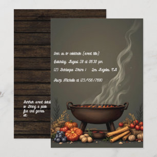 Rustic Autumn BBQ Fall Gathering Invitation