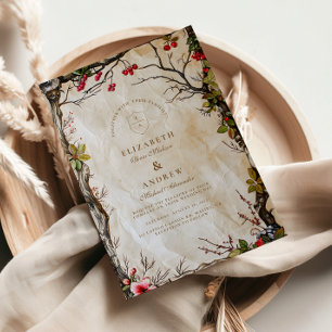 Rustic Autumn Berry Wedding Invitation