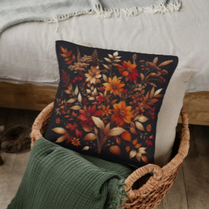 Rustic Autumn Bloom Throw Pillow