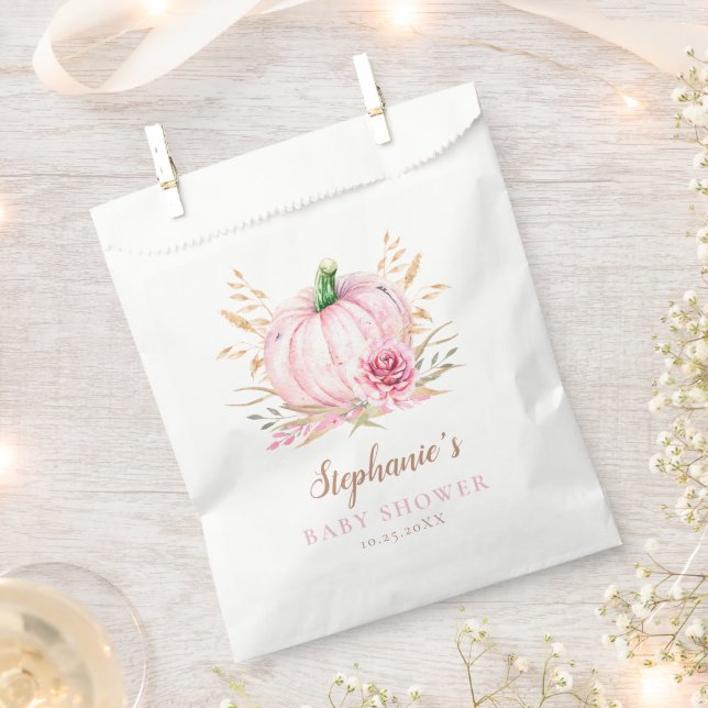 Rustic autumn boho Pumpkin baby Girl shower  Favour Bag (Clipped)