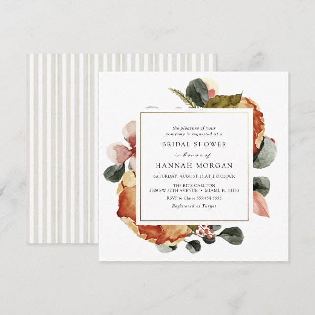 Rustic Autumn Bridal Shower Invitation (Front/Back)