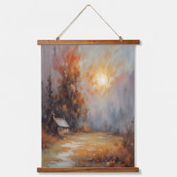 Rustic Autumn Cabin Landscape Fall Art