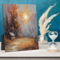 Rustic Autumn Cabin Landscape Fall Art