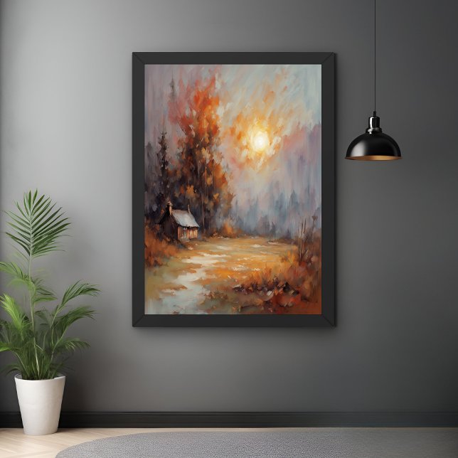 Rustic Autumn Cabin Landscape Fall Art Poster (Creator Uploaded)