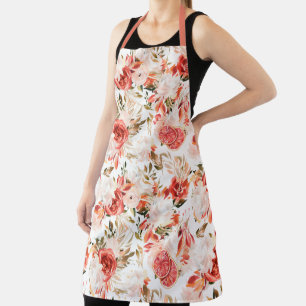 Rustic Autumn Citrus Floral Pattern Print Apron