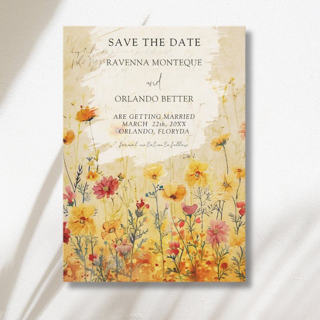 Rustic Autumn Colourful Wildflower Meadow Wedding Save The Date (Creator Uploaded)