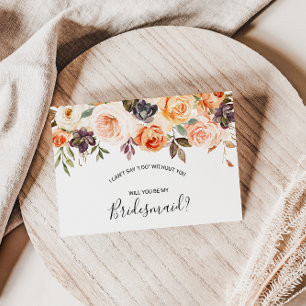 Rustic Autumn Elegant Floral Bridesmaid Invitation Postcard