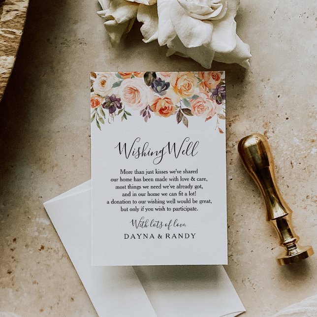 Rustic Autumn Elegant Floral Wedding Wishing Well Enclosure Card (Creator Uploaded)