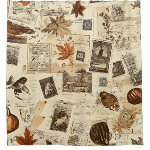 Rustic Autumn Ephemera Collage   Warm Earthy