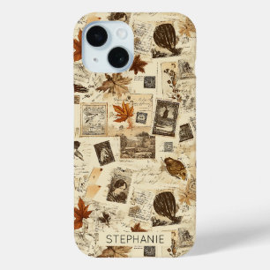 Rustic Autumn Ephemera Collage   Warm Earthy iPhone 15 Case