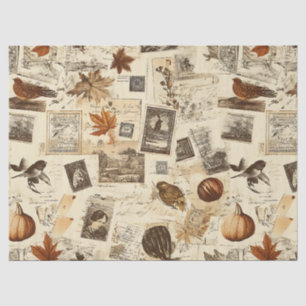 Rustic Autumn Ephemera Collage Warm Earthy Tissue Paper