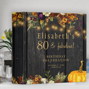 Rustic autumn fall any age personalized birthday binder