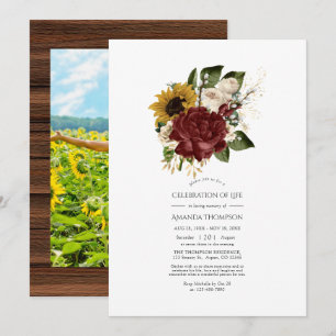Rustic Autumn - Fall Floral Celebration of Life Invitation
