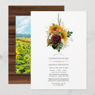 Rustic Autumn - Fall Floral Celebration of Life Invitation