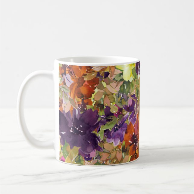 Rustic Autumn Fall Floral Pattern Coffee Mug (Left)