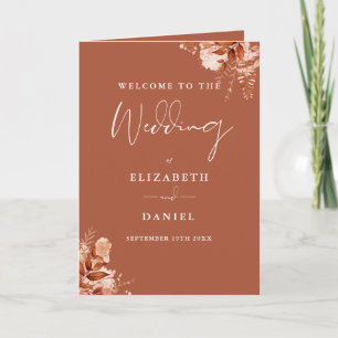 Rustic Autumn Fall Floral Script Wedding  Program