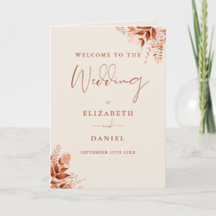 Rustic Autumn Fall Floral Script Wedding  Program