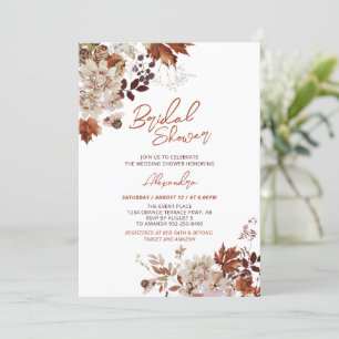 Rustic Autumn Fall Floral Wedding Bridal Shower Invitation