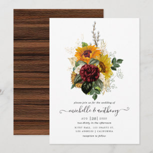 Rustic Autumn - Fall Floral Wedding Invitation