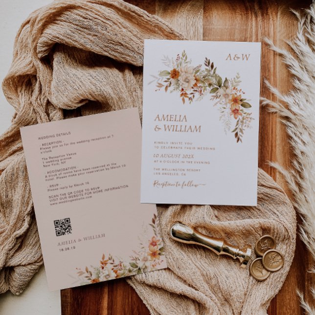 rustic autumn fall florals wedding Invitation (Creator Uploaded)