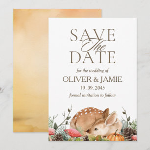 Rustic Autumn Fall Forest Wedding Save the Date