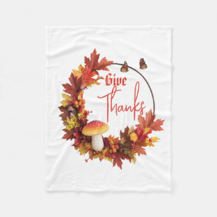 Rustic Autumn Fall Give Thanks Fleece Blanket