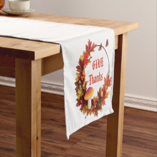 Rustic Autumn Fall Give Thanks Short Table Runner