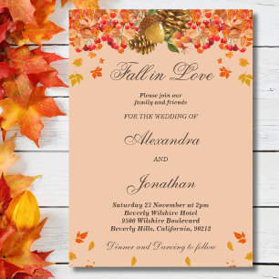 Rustic Autumn Fall in Love Wedding Invitation